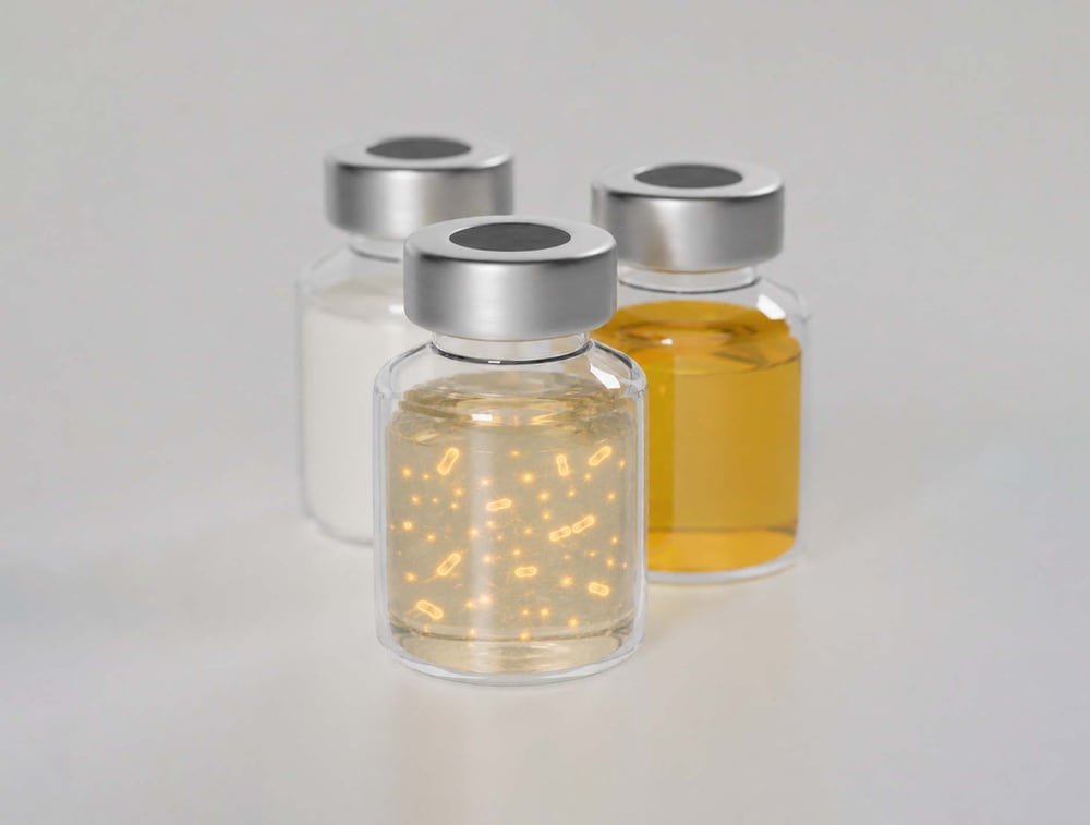 glass calScreenervials with media and bacteria
